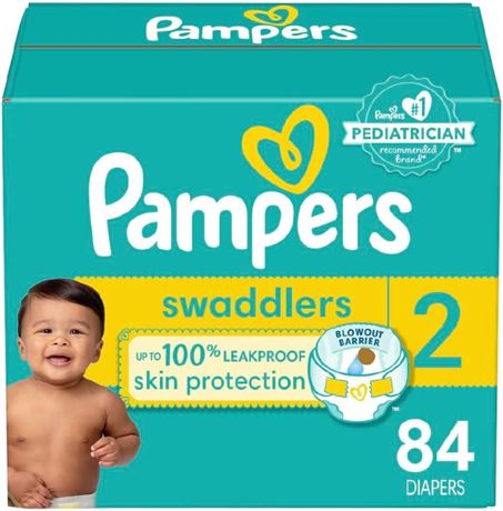 Pampers Swaddlers Diapers - Size 2, 84 Count, Ultra Soft Disposable Baby