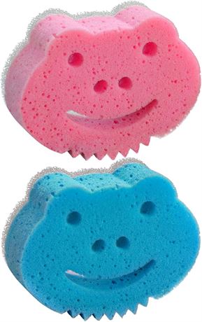 SmilePowo Double-Sided Bath Sponges, Personalized Frog Design, Soft&Gentle