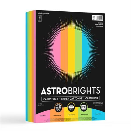 Astrobrights Colored Cardstock, 8.5" x 11", 65 lb./176 gsm, Cheerful