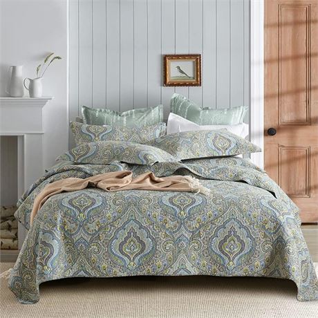 Autumn Dream Cotton Bedspread Quilt Sets, 3 Pieces Reversible Comforter