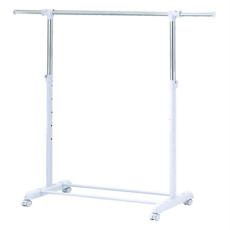 Mainstays Adjustable Metal Rolling Garment Clothes Rack, Chrome & White two