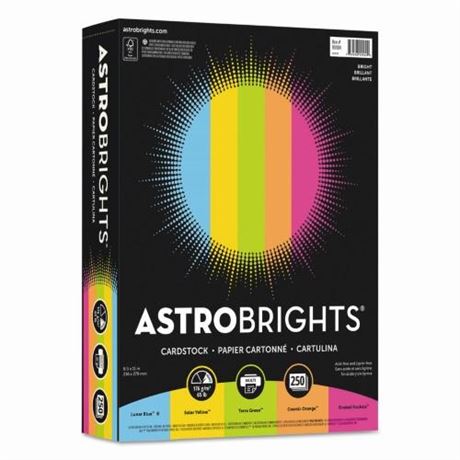 Astrobrights Colored Cardstock  8.5” X 11”  65 Lb./176 Gsm  Bright Assortment