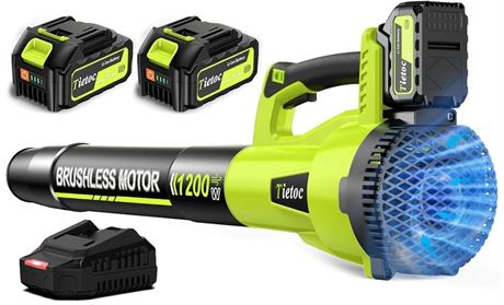 Tietoc Leaf Blower Cordless, 1200W Brushless Electric Leaf Blower with 2 X