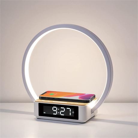 WILIT Bedside Lamp,Night Lamp for Bedroom with Alarm Clock,Touch Lamp with