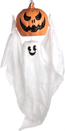 Halloween Hanging Decoration, Peek A Boo Ghost with Jack O Lantern, Batteries