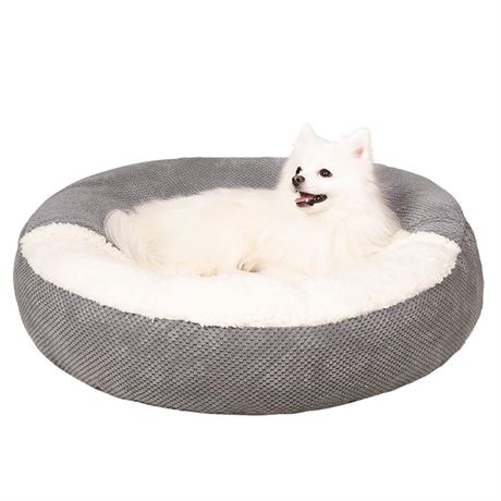 30" Large Dog Bed Cat Bed with Attached Blanket Calming Donut Cuddler Dog Beds