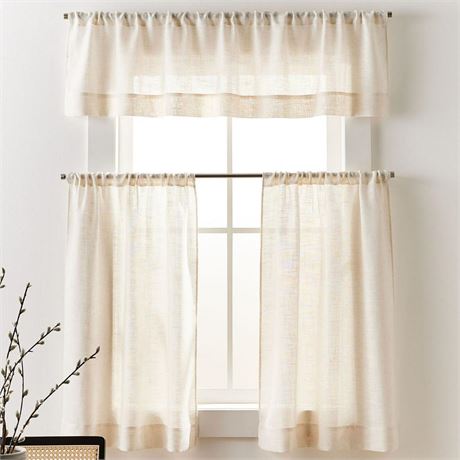 Better Homes & Gardens Linen Blend Light Filtering Rod Pocket Kitchen Curtain