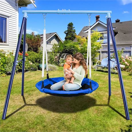 JYGOPLA 500lbs Saucer Swing with Frame, Kids Swing Set for Outdoor Backyard,1