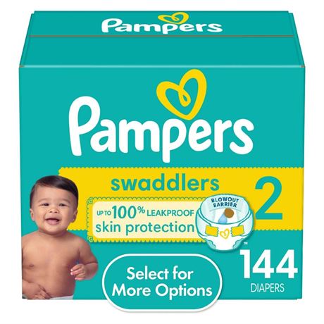 Pampers Swaddlers Diapers  Size 2,  144 Count