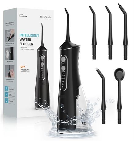 OasiSmile Water Flosser for Teeth Cleaning, 300ML Portable Cordless Oral