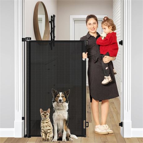 48 Inch Extra Tall Pet Gate, Extends to 55" Wide, Extra Tall Retractable Baby