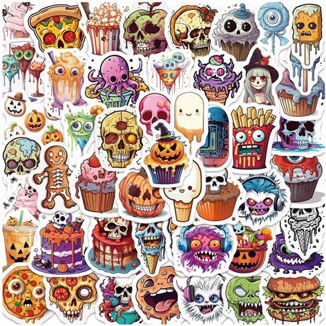 Halloween Waterproof Water Bottle Sticker,Pumpkin Ghost Laptop Stickers for