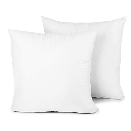 Feather Throw Pillow Inserts 2 Pack | 20 x 20 Square Deco Pillow for Bed, Sofa,