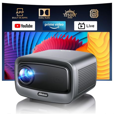 [2500 ANSI/Auto Focus/Built-in APPS] Smart Projector 4K with WiFi 6 and