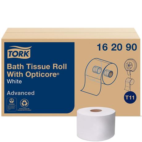 Tork OptiCore Mid-size Toilet Paper Roll White T11, Advanced, 2-ply, 36 x 865