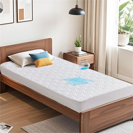 BEDLORE Waterproof Mattress Protector, Twin Size Mattress Pad with Deep Pocket