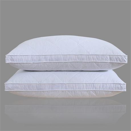 Three Geese Pack of 2 White Goose Feather Bed Pillows Queen/Standard Size- Soft