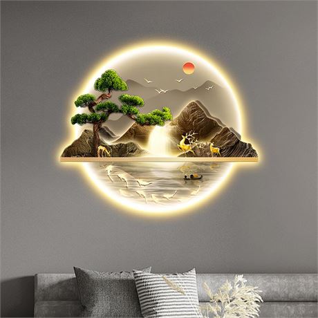 zyiesrsq Zen Wall Art Decor with Led Light, Welcoming Pine Wall Decor Art, 3D