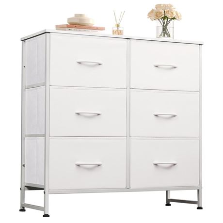 WLIVE Fabric Dresser for Bedroom, 6 Drawer Double Dresser, Storage Tower with