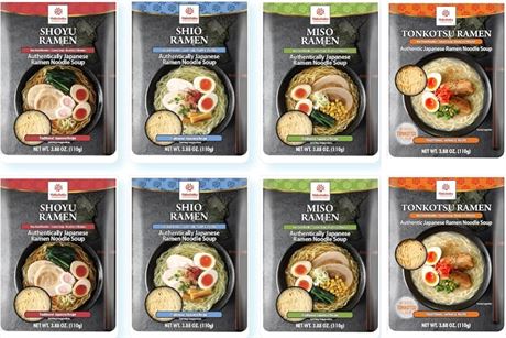 Hakubaku Authentic Japanese Ramen Noodles Variety Pack, 8 Pouches Shio, Shoyu,