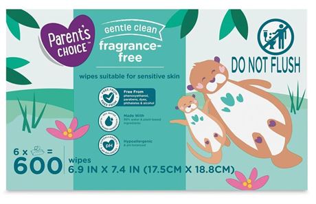 OFFSITE Fragrance Free Baby Wipes, 600 Count- Six individual 100ct packs