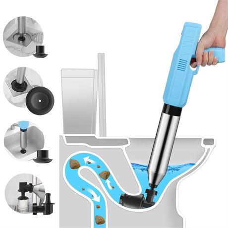 Electric Toilet Plunger,Drain Snake Clog Remover Tools,High Pressure Air Drain