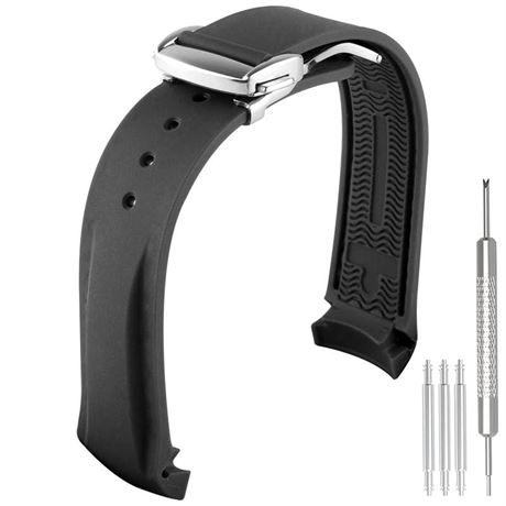 Curved End Rubber Strap Compatible with Omega Rolex Tudor SEIKO 20mm 22mm