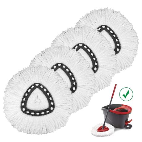 GRAREND Spin Mop Heads Replacements, 4 Pcs Microfiber Mop Replace Head Refill