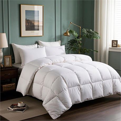Serta Goose Feathers Down Fiber Comforter Twin Size Duvet Insert,100% Cotton