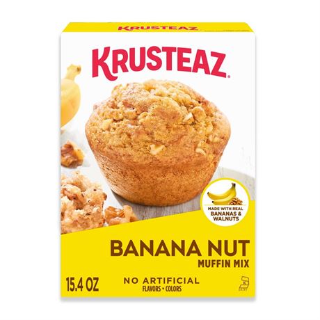 Krusteaz Banana Nut Muffin Mix, Banana Nut Muffins Made With Real Bananas and
