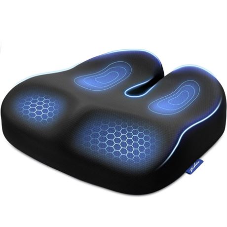 ZIKEE Ergonomic Seat Cushion with Thigh Slope for Long Sitting, Memory Foam