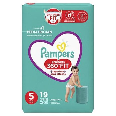 Pampers Cruisers 360 Disposable Diapers Jumbo Pack - Size 5 - 19ct