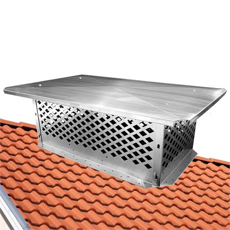 Chimney Cap,17" x 41"Chimney Cover, Adjustable Bottom to Fit Outside Existing