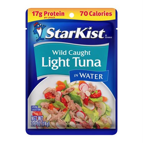 StarKist Light Tuna in Water, Wild Caught, 17g Protein, 2.6 oz Pouch/2 pouches