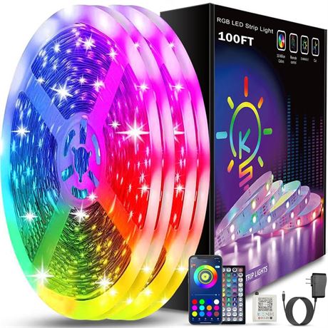 Keepsmile 100ft Led Strip Lights (2 Rolls of 50ft) Bluetooth Smart App Control