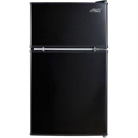 Arctic King 3.2 Cu Ft Two Door Mini Fridge with Freezer  Black  E-Star