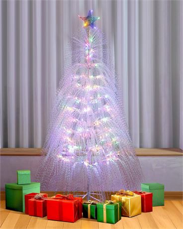 7ft Pre-Lit Artificial Christmas Tree, Christmas Tree with 180 LED Lights, 8