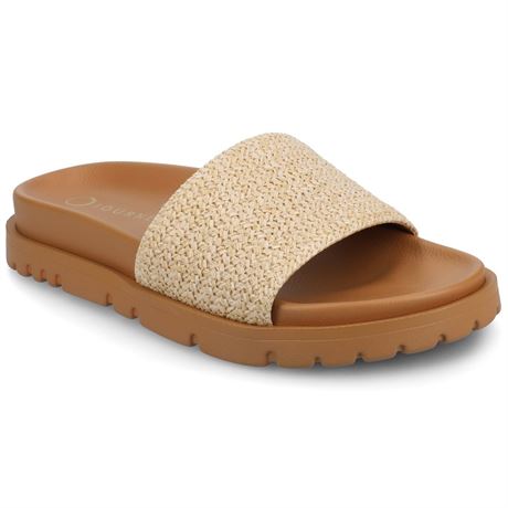 Journee Womens Starr Slip On Treaded Outsole Sport Sandals