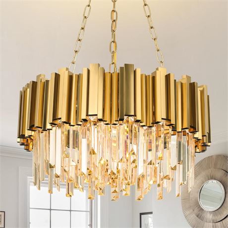 Modern Chandeliers Crystal with Light Gold Crystal Chandelier Hanging Ceiling