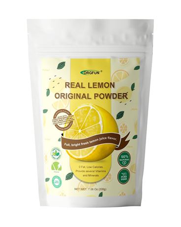 ORGFUN Original Lemon Powder, Freeze Dried Lemon Juice Powder, Great for