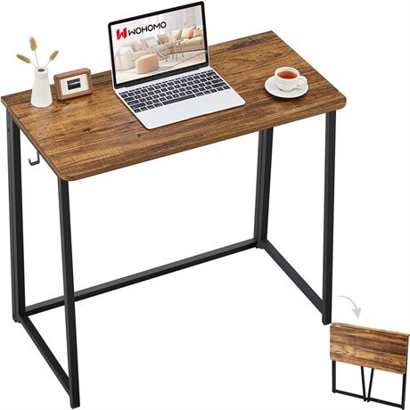 WOHOMO Folding Computer Desk, Small Writing Desk 31.5", Space-Saving Foldable