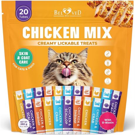 Beloved Pets Creamy Lickable Cat Treats & Wet Food Squeeze Tubes – Liquid