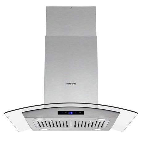 FIREGAS Island Range Hood 30 inch 450 CFM with Chimney, Ceiling Mount Kitchen