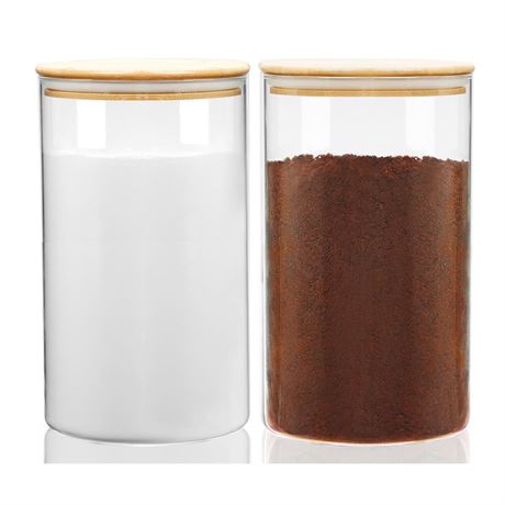 Glass Flour Containers With Airtight Lids 130 oz, Set of 2 Large Jars for