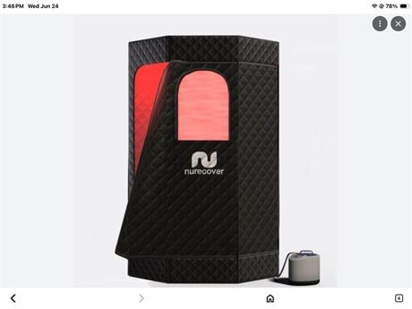 This is a Nurecover TropicPro Home Steam Sauna box containing a portable sauna