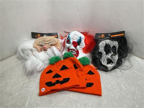 Halloween face mask + light-up beanie