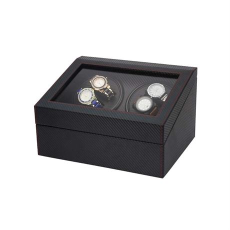 Black Watch Winder Box 4+6, with Silent Motor, in Wood Shell and PU Leather,