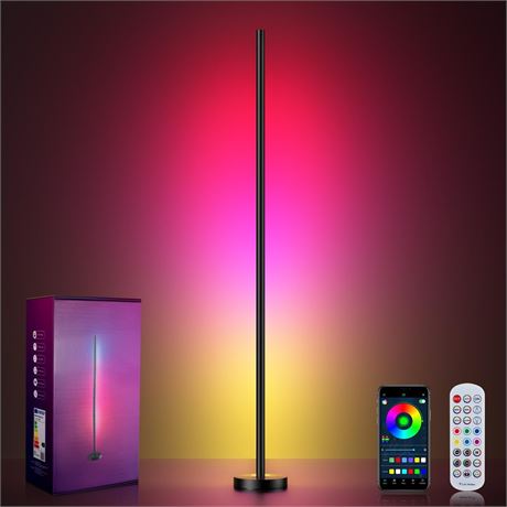 Smart RGBICW LED Corner Floor Lamp - 16 Million DIY Colors, 68+ Scenes, Music