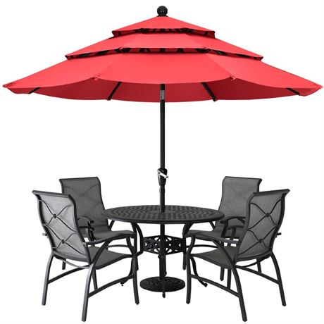 ABCCANOPY Patio Umbrellas 3-Tiers 10FT (Red) 3 tiers 10FT Red