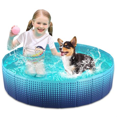 Jasonwell Foldable Dog Kiddie Pool - Hard Plastic Kids Paddling Pool Toddler